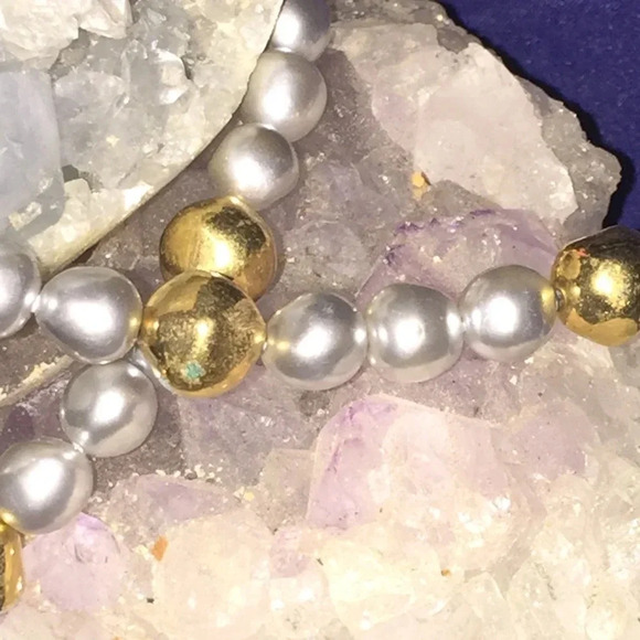 Vintage Napier 24” Silver Gold Pearl Necklace - Picture 2 of 3